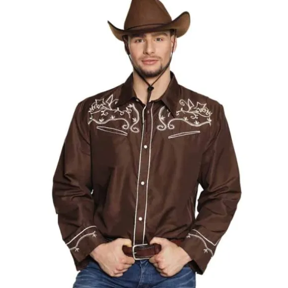 Chemise de Cow Boy Marron Homme - Taille au Choix
