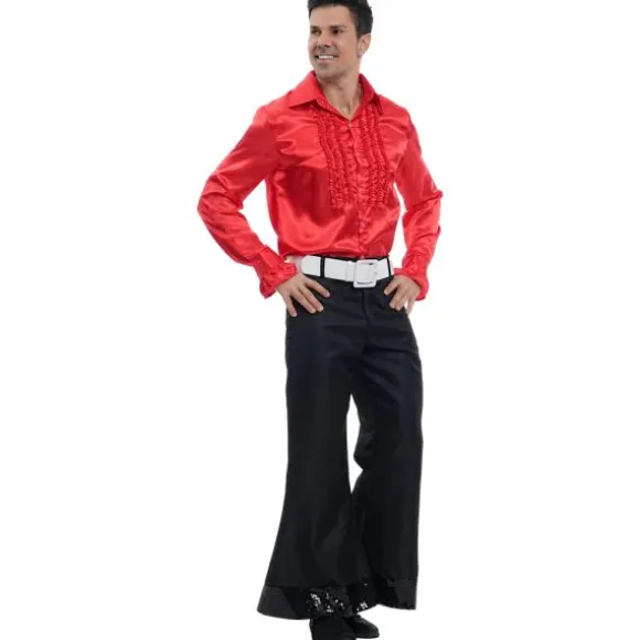 Chemise Disco en satin pour homme - Blanc - Taille au choix