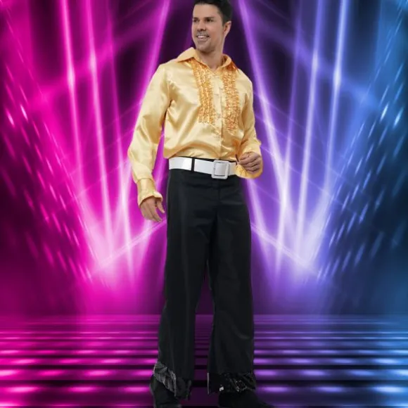 Chemise Disco en satin pour homme - Or - Taille au choix