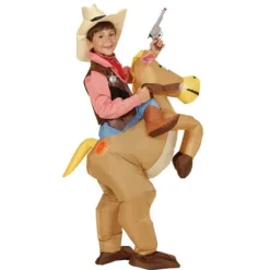 Cheval de cowboy gonflable avec chapeau pour Enfant
