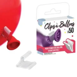50 clips transparents pour ballons