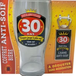 Coffret Bière pour Anniversaire - Verre et Décapsuleur - Âge au choix