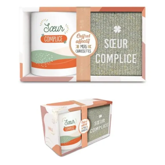 Coffret Cadeau Affectif Mug et Chaussettes - Sœur Complice