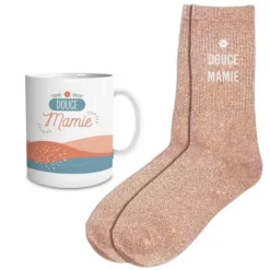 Coffret Cadeau Affectif Mug et Chaussettes - Douce Mamie