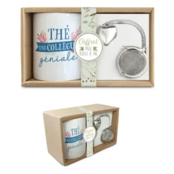 Coffret Cadeau Mug et Boule à thé - Thé une collègue géniale