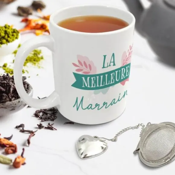 Coffret Cadeau Mug et Boule à thé - La meilleure Marraine