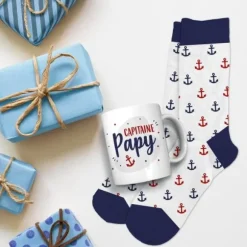 Coffret Cadeau Mug et Chaussettes - Capitaine Papy