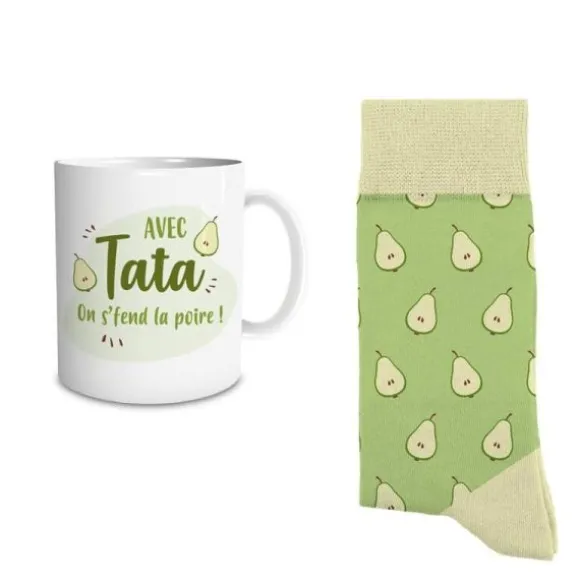 Coffret Cadeau Mug et Chaussettes - Avec Tata on s'fend la poire
