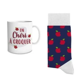 Coffret Cadeau Mug et Chaussettes - Un Chéri à croquer