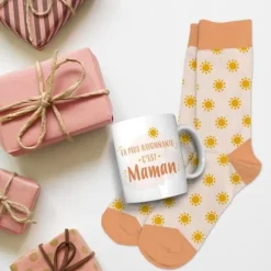 Coffret Cadeau Mug et Chaussettes - La plus rayonnante c'est Maman