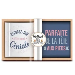 Coffret Cadeau Mug et Chaussettes - Géniale et Parfaite