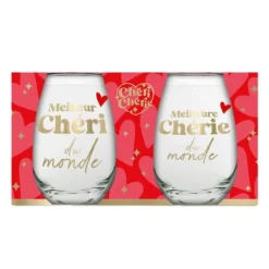 Coffret Duo de verres à eau - Saint-Valentin - Collection Chéri Chérie