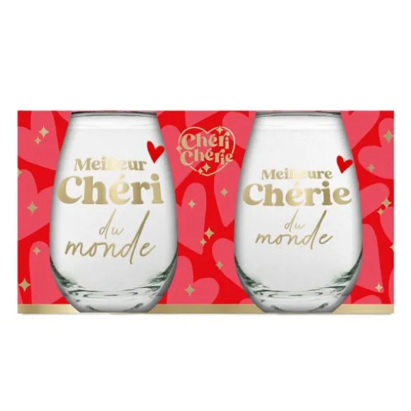 Coffret Duo de verres à eau - Saint-Valentin - Collection Chéri Chérie