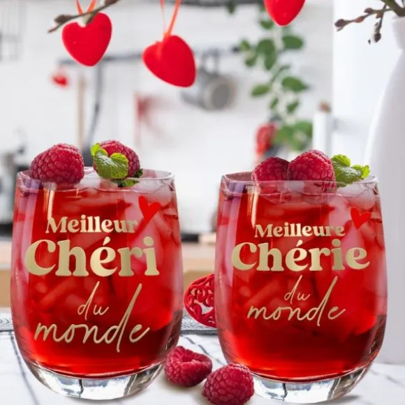 Coffret Duo de verres à eau - Saint-Valentin - Collection Chéri Chérie