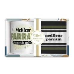 Coffret Mug et Chaussettes "Meilleur Parrain" pour homme - Collection Famille d'Amour