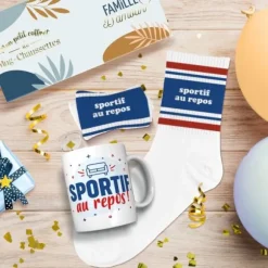 Coffret Mug et Chaussettes "Sportif au repos" pour homme - Collection Famille d'Amour