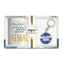Coffret Mug "Merci Papa" et Porte-clés "Meilleur Papa"