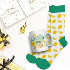 Coffret Mug à paillettes et Chaussettes à paillettes pour départ à la retraite pour femme