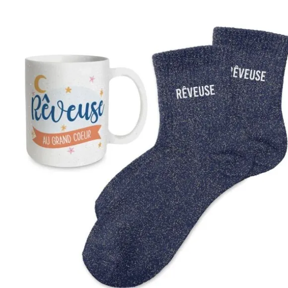 Coffret Mug à paillettes et Chaussettes à paillettes pour anniversaire pour femme - Âge au choix
