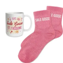 Coffret Mug à paillettes et Chaussettes à paillettes pour anniversaire pour femme - Âge au choix