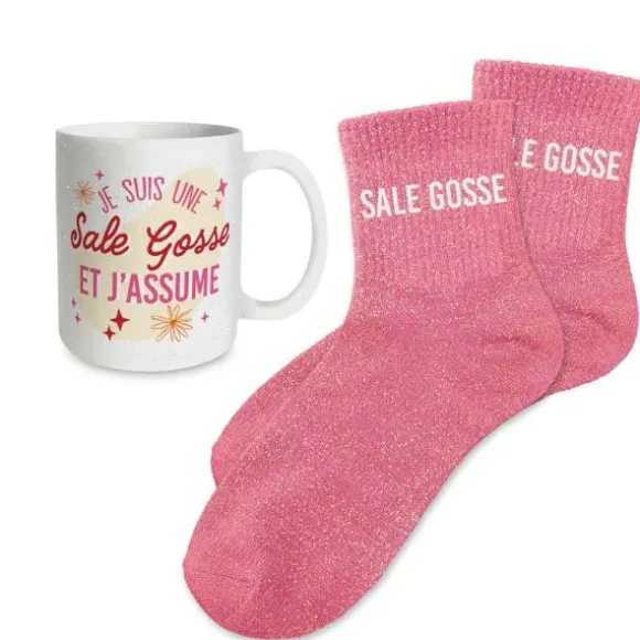 Coffret Mug à paillettes et Chaussettes à paillettes pour anniversaire pour femme - Âge au choix