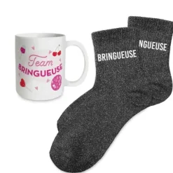 Coffret Mug à paillettes et Chaussettes à paillettes pour anniversaire pour femme - Âge au choix