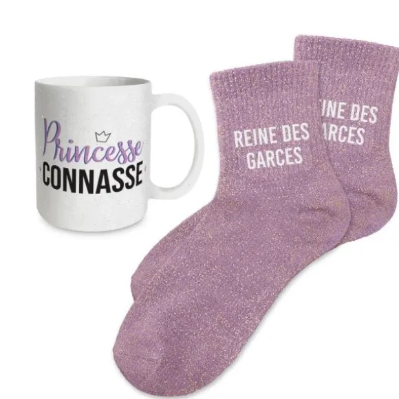Coffret Mug à paillettes et Chaussettes à paillettes pour anniversaire pour femme - Âge au choix