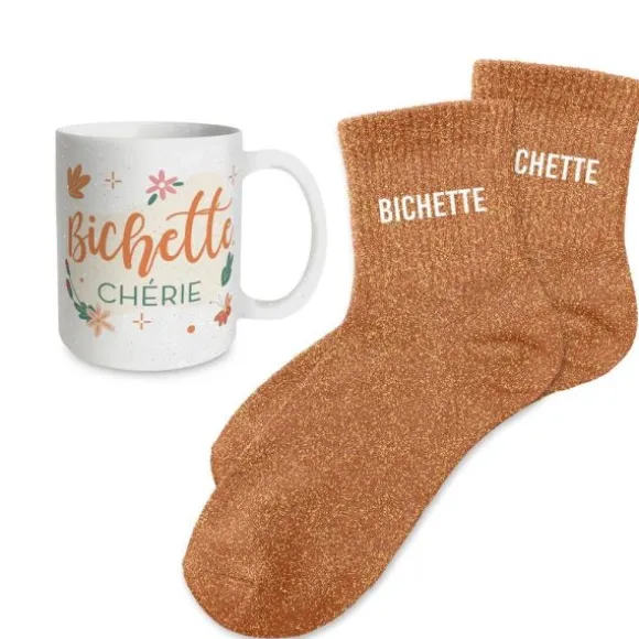 Coffret Mug à paillettes et Chaussettes à paillettes pour anniversaire pour femme - Âge au choix