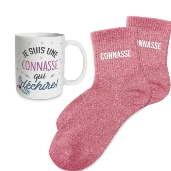 Coffret Mug à paillettes et Chaussettes à paillettes pour anniversaire pour femme - Âge au choix