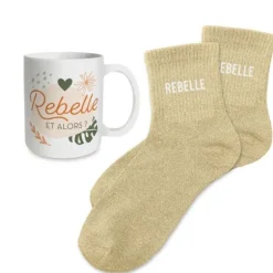 Coffret Mug à paillettes et Chaussettes à paillettes pour anniversaire pour femme - Âge au choix