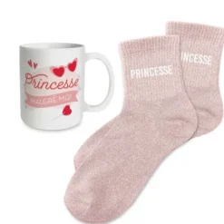 Coffret Mug à paillettes et Chaussettes à paillettes pour anniversaire pour femme - Âge au choix