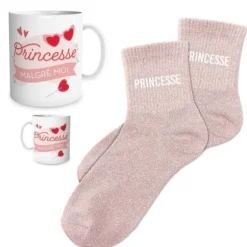 Coffret Mug à paillettes et Chaussettes à paillettes pour anniversaire pour femme - Âge au choix