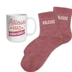 Coffret Mug à paillettes et Chaussettes à paillettes pour anniversaire pour femme - Âge au choix
