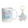 Coffret Mug à paillettes "Marraine la plus belle" et Porte-clés "Ma marraine, la bonne fée"