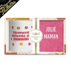 Coffret Mug à paillettes "Moment détente de Maman" et Chaussettes à paillettes "Jolie Maman" - Collection Maman d'Amour