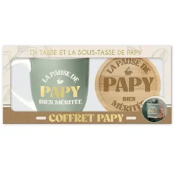 Coffret Tasse à café "La pause de Papy bien méritée" - Collection Papy d'Amour