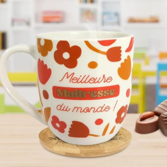Coffret Tasse à café "Meilleure Maîtresse du monde !" - Collection Merci pour cette année