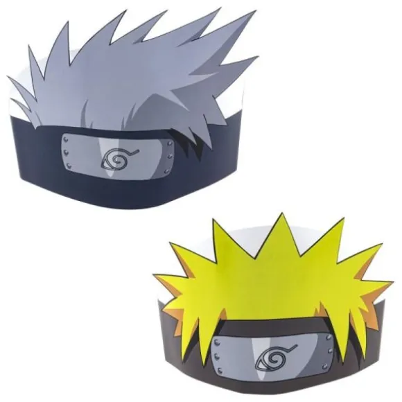 8 coiffes en carton - Naruto Uzumaki / Kakashi Hatake - Naruto Shippuden ®