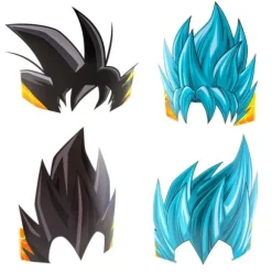 8 coiffes en carton - Son Gokû / Vegeta - Dragon Ball Super ®
