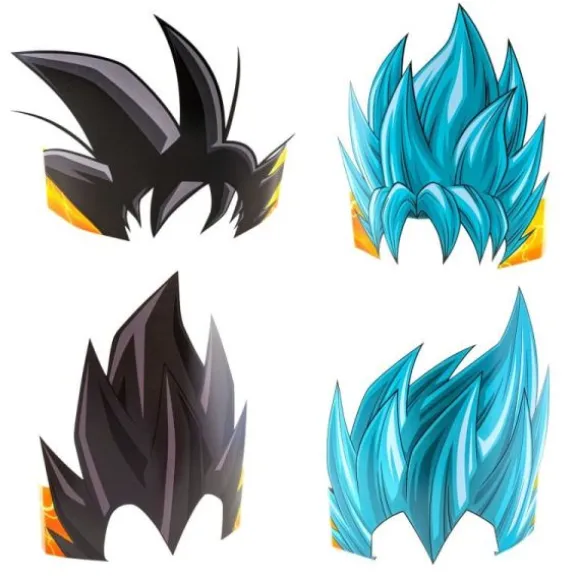 8 coiffes en carton - Son Gokû / Vegeta - Dragon Ball Super ®