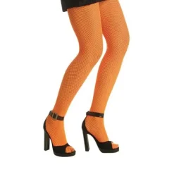 Collants Résille Néon Orange - Taille Unique