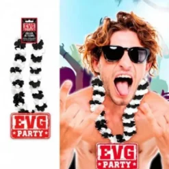 Collier de fleurs - Enterrement de vie de garçon (EVG) noir et blanc