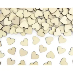 50 confettis de table en forme de cœur en bois