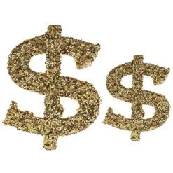 20 Confettis Dollar à Paillettes Dorées - Collection Casino