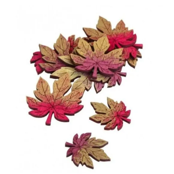 8 Confettis en bois feuilles d'Automne