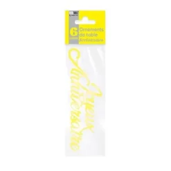 6 Confettis Géants Métallisés - Joyeux Anniversaire - 14 cm - Couleur au choix