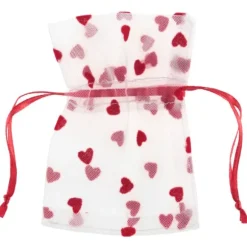 4 contenants avec cœurs en tissu - 7,5 x 10 cm - Saint-Valentin - Couleur au choix