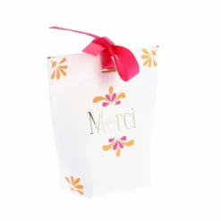 10 contenants "Merci" en papier avec ruban - 9 x 8,5 x 4 cm - Collection Pink Lemonade