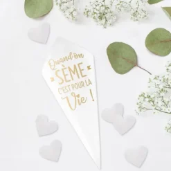 10 Cornets à confettis de mariage - Vive les mariés