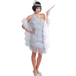 Costume de Charleston Gris à franges